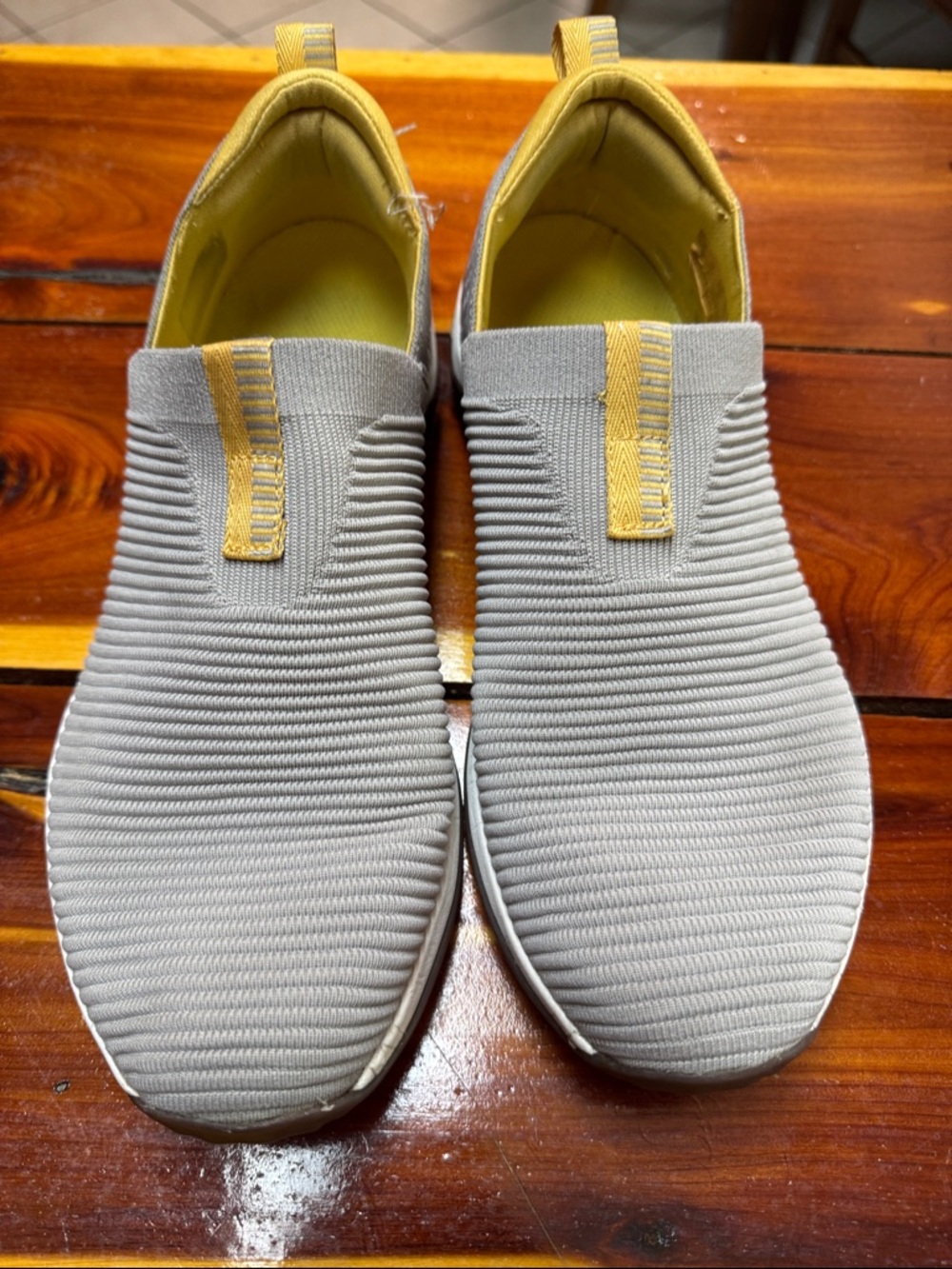 Ryka Slip-On Sneakers in Light Gray and Yellow